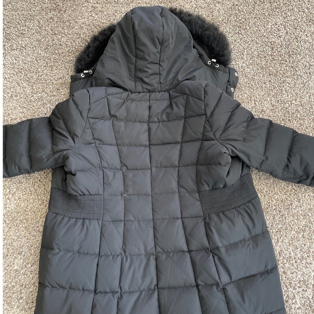 Calvin Klein Womens Black Down Fill Puffer Parka Coat Faux Fur Hood Large - Picture 12 of 16